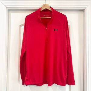 Under Armor Men's Red Performance 1/2 Zip Loose Fit Jacket
